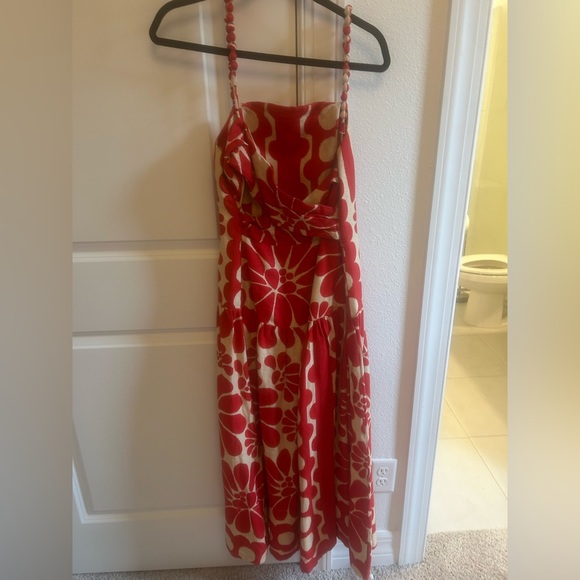 FARM Rio Red and Cream Floral Maxi Dress with Braided Straps - Picture 4 of 6